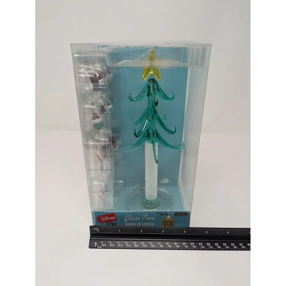 Disney Lilo Stitch Glass Table Top Christmas Tree 13pc Ornaments NEW IN BOX 2024